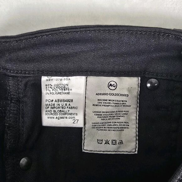 AG Adriano Goldschmied The Farrah Skinny High Rise Black Coated Jeans Size 27 - Picture 7 of 9